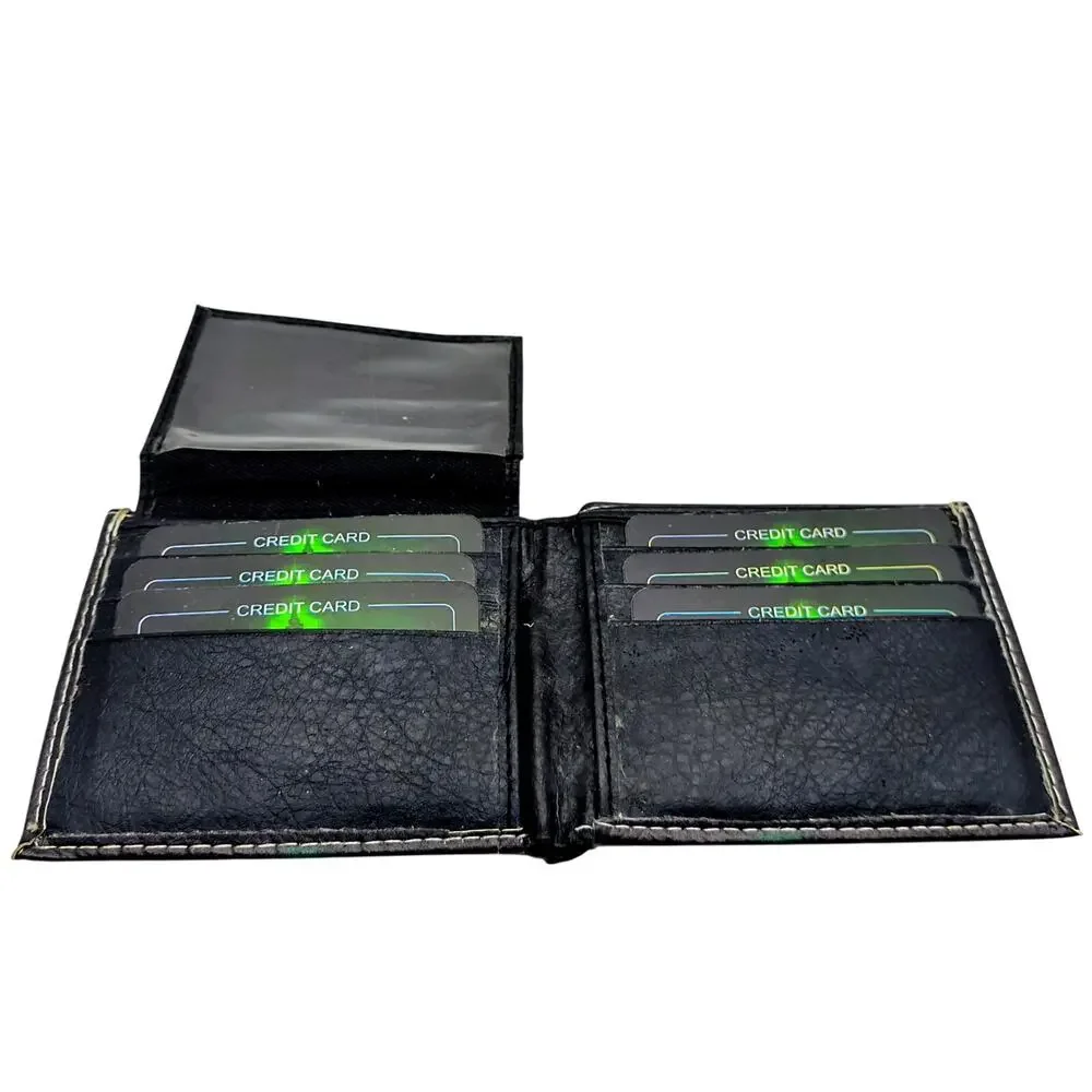 Handcrafted Men’s Full‑Size Wallet Vegan Leather, Bold Cannabis Leaf Print